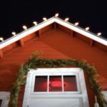 outline of roof with Christmas lights
